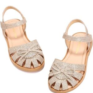 PANDANINJIA Vicky Girls Sandals Toddler/Little Kid T Strap Flats Dress Sandals 2